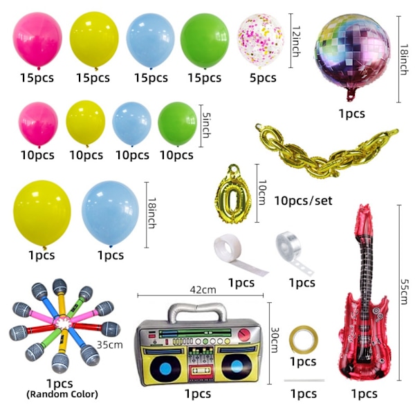 Tilbage til 90'erne 80'erne Temafest Ballon Girland Bue Sæt