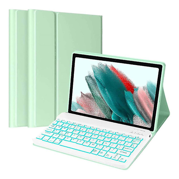 Etui med baggrundsbelyst tastatur til Samsung Galaxy Tab A7 Lite 8,7 tommer 2021 (model: Sm-t220/sm-t225)( Farve: Grøn)