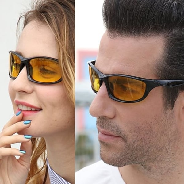 Nattkjøringsbriller for menn kvinner Antirefleks nattsynsbriller med gul linse Ultralight