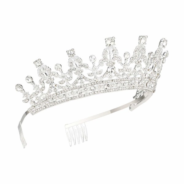 Krystal Tiara Krone med Rhinestones Kam til Bryllup Brud Krone Proms Pageants Prinsesse Fester Fødselsdag