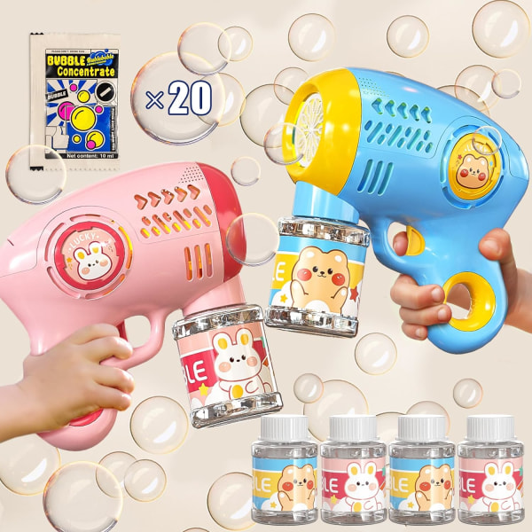 2 boblemaskine til småbørn, maskine med 4 refill-opløsning til børn, udendørs legetøj