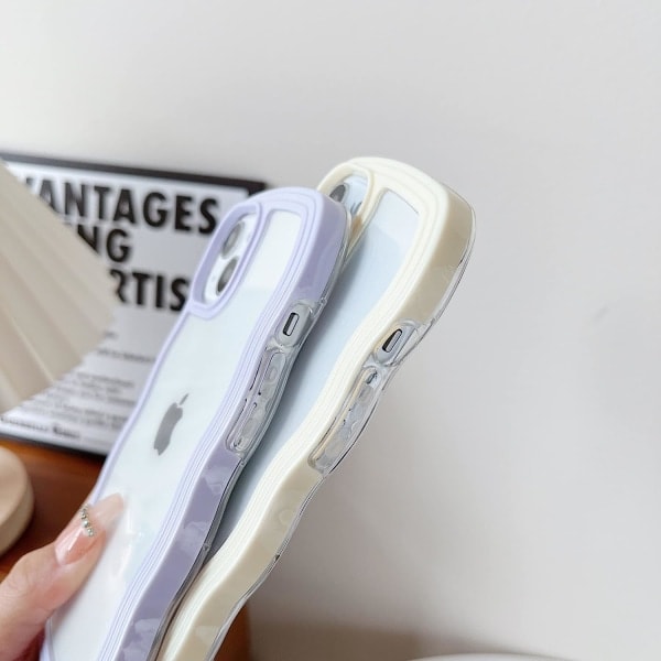 IC Söt Lockig Vågform Stötsäker Mjuk, Kompatibel med iPhone Skal (Rosa, iPhone 13 Pro Max)