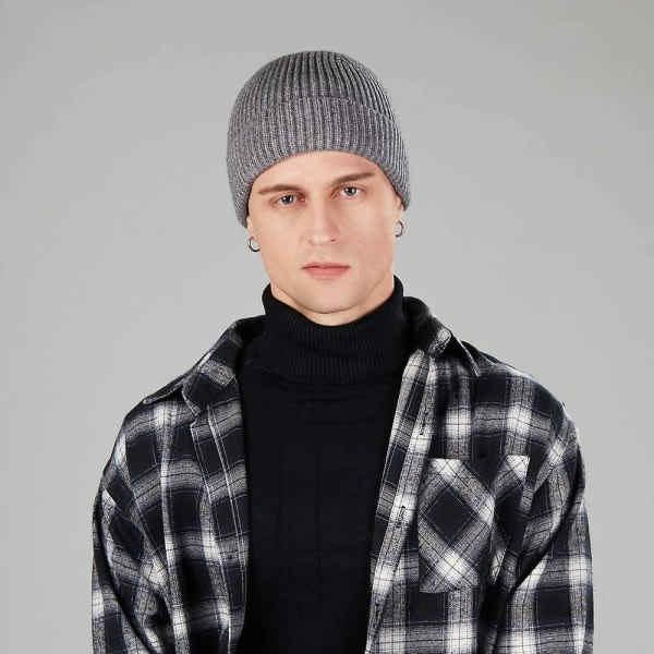 4-pak uld Fisherman hatte til mænd, strikket kort urhue varme huer
