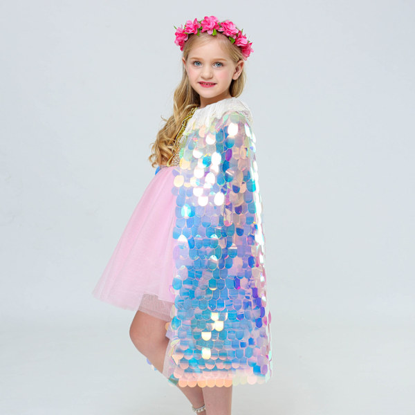 Piges Prinsesse Kappe Skinnende Glitter Fest Kappe L