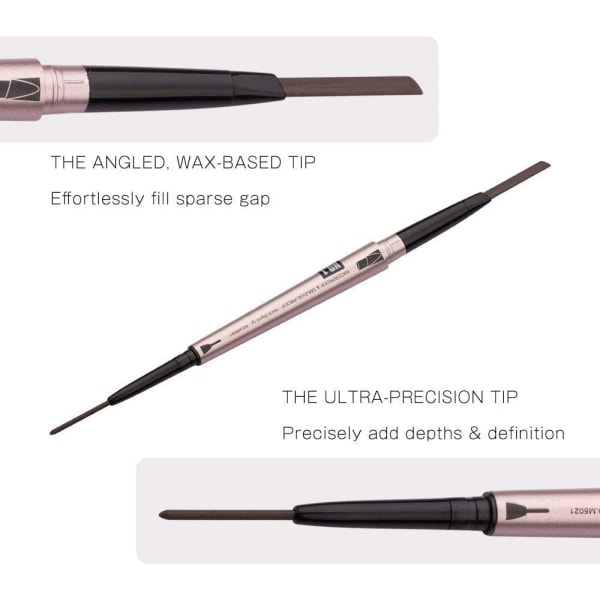 Eyebrow Pencil with Brow Brush, Double Ended Eyebrow Pen, Automatic Makeup Cosmetic Tool (Dark brown)