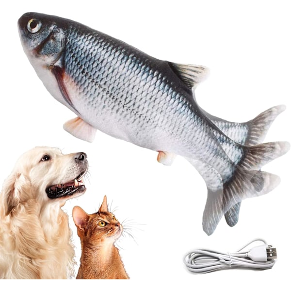 Fladdrande Fisk Elektrisk Rörlig Hundfisk Leksak, Realistisk Fladdrande Fisk Gungande Hundleksak, Hundleksaker Interaktiva Husdjursleksaker för Hundträning, Liten och Medelstor