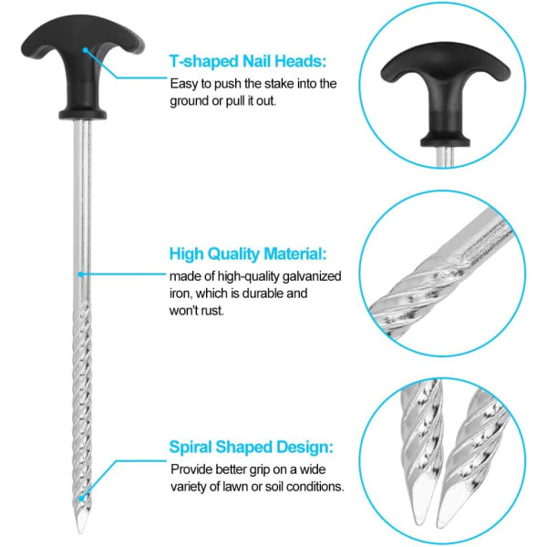 12 stk. teltpløkker teltpløkker pløkker campingpløkker robuste have, telttilbehør til camping/vandring/havearbejde/udendørs juledekorationer