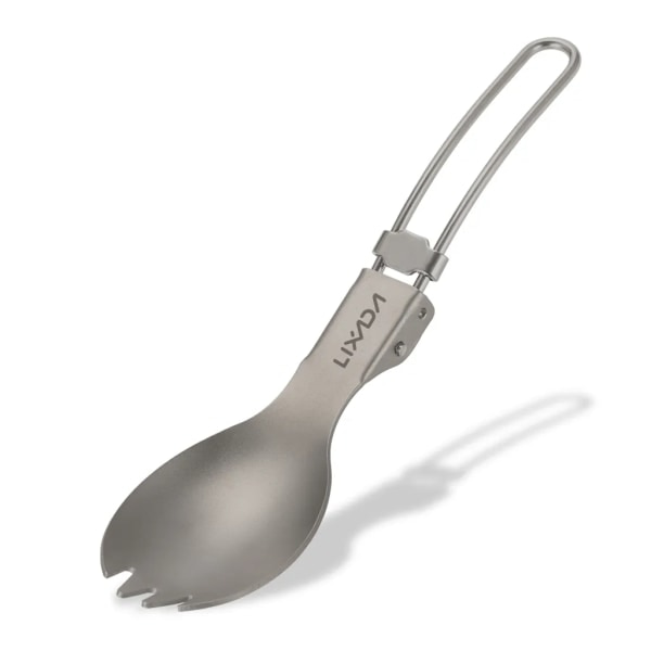 Lixada Titanium sammenleggbar spork - Lett utendørs middagsskje - Bestikk for reiser, camping og ryggsekk