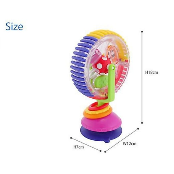 Baby rangle-legetøj, tre-farvet multi-touch roterende pariserhjul suge-legetøj