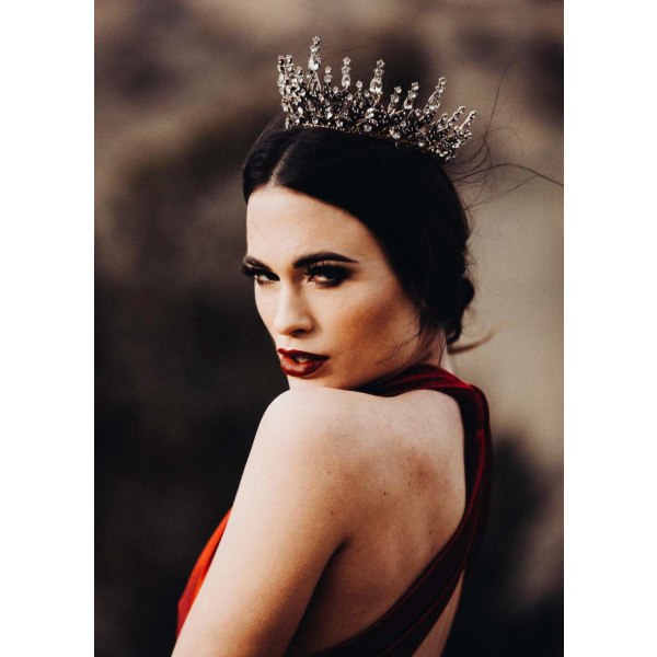 Gothic Queen Crown til kvinder, Black Tiara Crown, Fødselsdagshovedstykke, Bryllupskonkurrence Prom Halloween Hårtilbehør