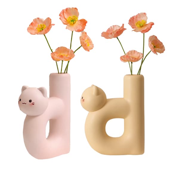 (Rörformad kattblomvas B-rosa) 1 st katt söt brevvas ornament rörformad kattvas
