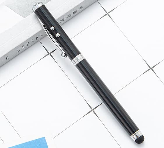 [2 stk.] 4-i-1 Universal Touch Screen Pen + Kuglepen + Pointer + LED Lommelygte til Smartpho_xx