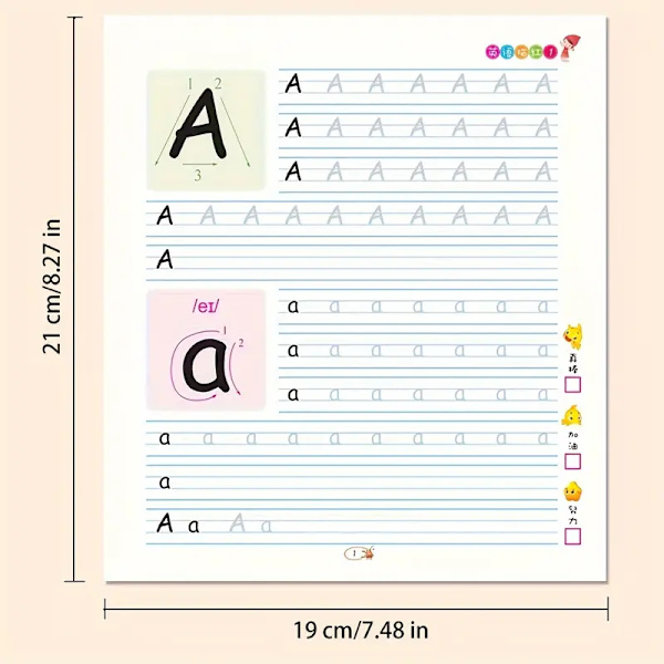 2 Bøger/sæt Engelsk Spore-Bøger - ABC Skriveøvelsesbøger - Håndskriftøvelser