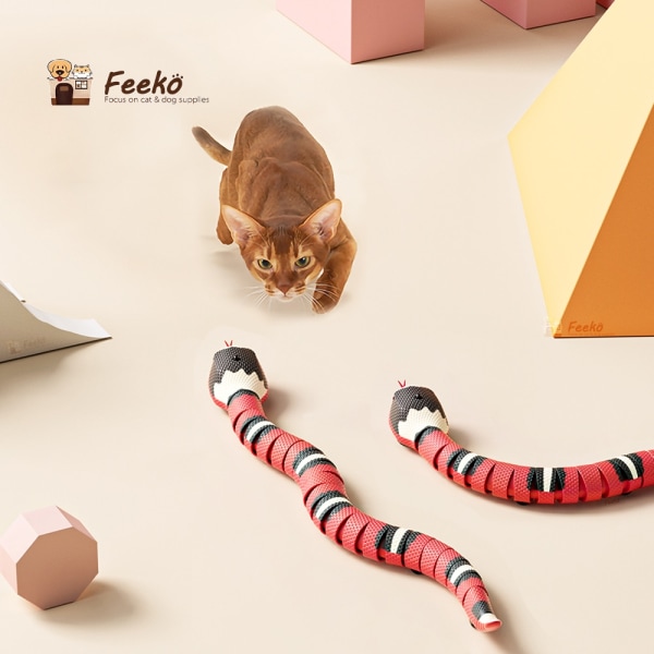 Smart Sensing Snake Cat Leksaker Elektriska interaktiva leksaker för katter USB -laddnings katttillbehör för hundar Leksak