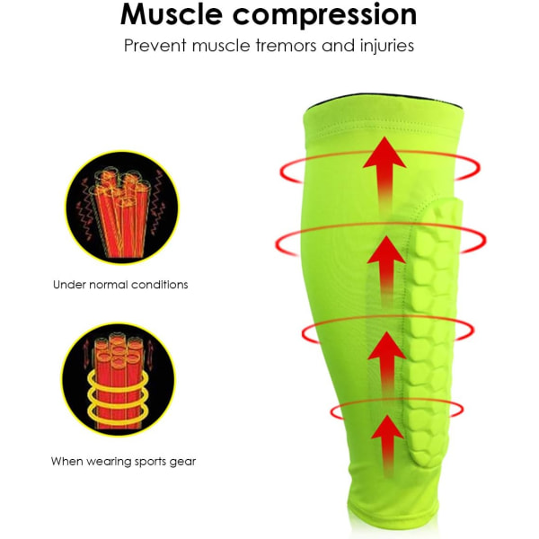 Et par professionelle kompressionsærmer til lægbeskyttelse, faldsikre skinnebensbeskyttere, Grøn (XL) Grøn green l