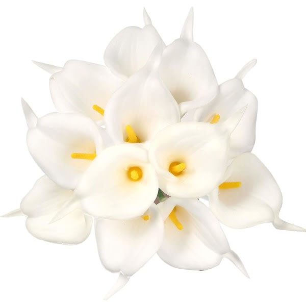 12 stykker kunstig calla lilje kunstige blomsterbukett hvit kunstig calla liljer med stilk til fest, hagedekorasjon