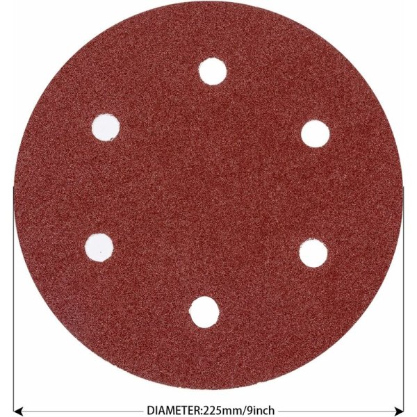 225mm Sanding Disc Grit P100 6-Hole Velcro Discs, 10 Round Sandpaper Pads for Plaster Sanding, Giraffe Sanding, Wall Sanding,