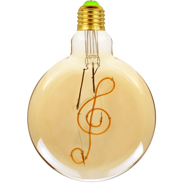 Edison LED-lampa 4W, E27 skruvljus retro gammaldags LED-musiknotfilament antik lampa gör vacker design (G125 musik)