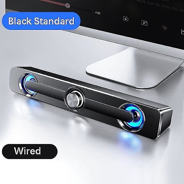 Bluetooth Soundbar Stereo LED-ljus Subwoofer Högtalare för Dator TV Telefon - Vit