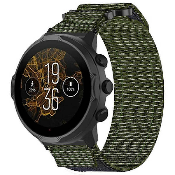 24 mm nylon urrem til Suunto 9/7/Spartan Sport Wrist HR Baro Loop Mount Strap_xx Army Green