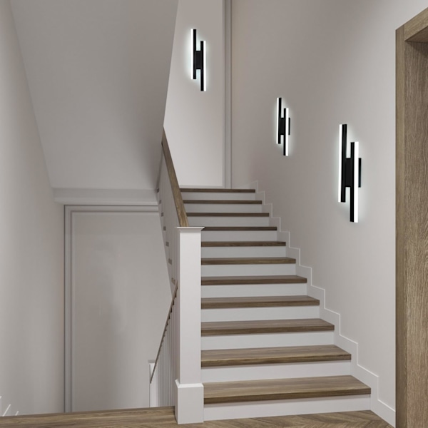Væglampe LED indretning moderne, 16W væglampe LED, kreativ lang parallel væglampe, tre farver 3000K/4000K/6000K, sort, 50cm