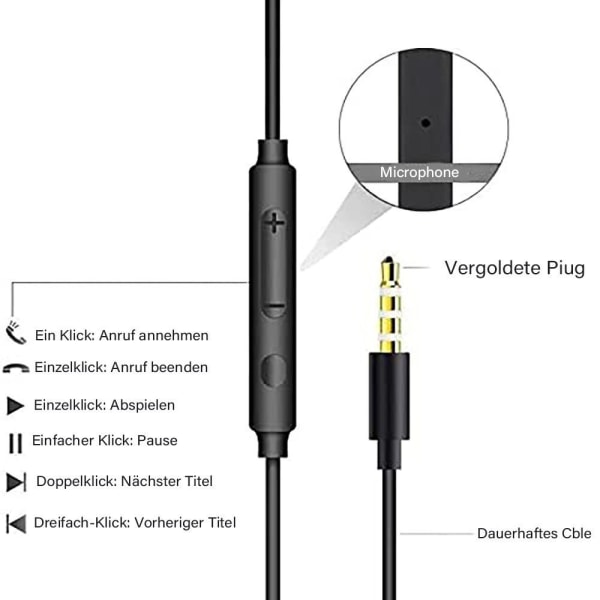 In-ear-hodetelefoner, for Samsung Huawei MP3-spillere, nettbrett og bærbare datamaskiner