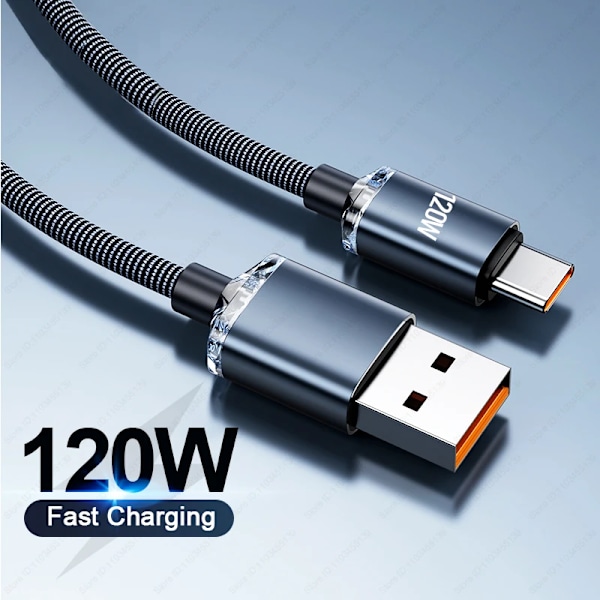120W PD Type-C -kaapeli Supernopea latauskaapeli Nopea lataus USB C -kaapelit Puhelimen laturi Samsungille Xiaomi Huawei Oneplus POCO OPPO Beige Beige 1.5m