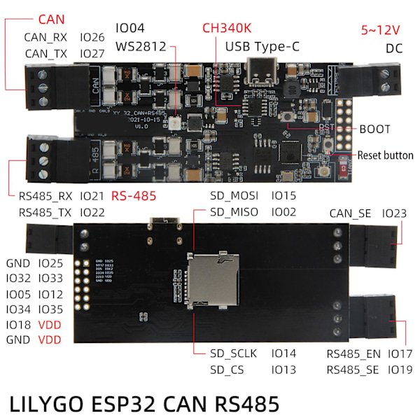 Lilygo Ttgo T-can485 Esp32 Can Rs-485 Iot Modul Wifi BT Utvecklingskort