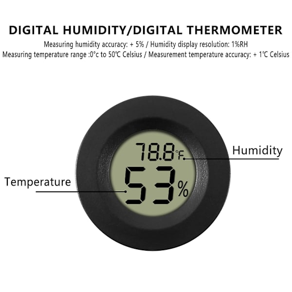 5-pak Hygrometer Termometer Digital LCD Skærm Luftfugtighedsmåler Måler til Luftfugter Affugter