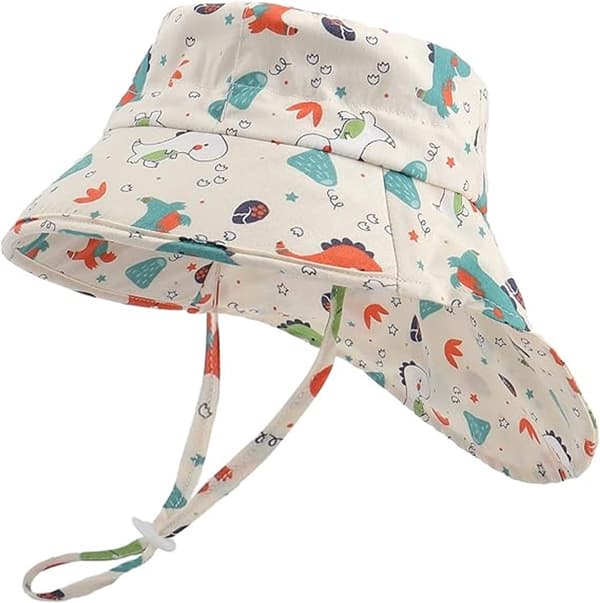 Baby Solhatt UPF50+ UV-skydd Bomull Justerbar Bred Brätte Barn Sommar Strandhatt