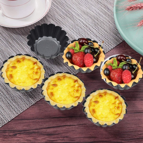 14 st äggformar, non-stick tårtformar, återanvändbara cupcake-formar, minikolstålsformar för pudding, bakning, muffins (7,5 x 2,3 cm)