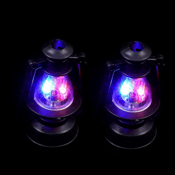 2 st Dockhusfotogenlampor Miniatyrlanternmodeller Retro fotorekvisita（5.7X2.6X2.6CM，svart）