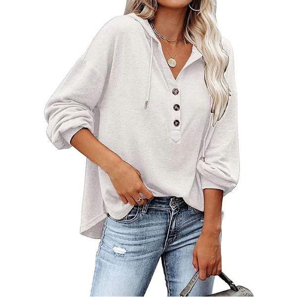 Damtröja med knappslå för hösten White XL