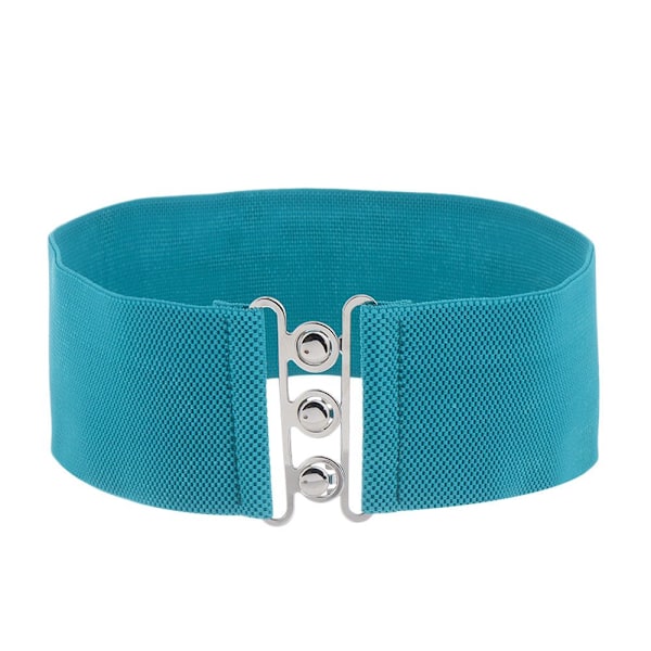 Bred elastisk bälte Metallspänne Midjeband LJUSBLÅ light blue