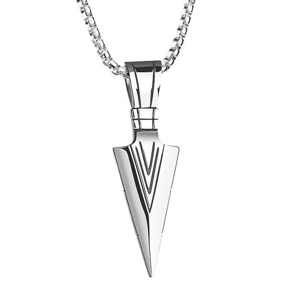 Arrowhead Pendant halskæde til mænd Vintage smykker Unik Arrow halskæde (sølv) (sølv)