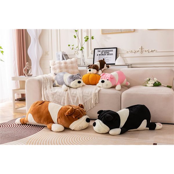 Plush Hund Stor Docka Söt Cartoon Mjuk Hund Stor Kudde Lång Kasta Sov Kudde Docka Leksak Brown