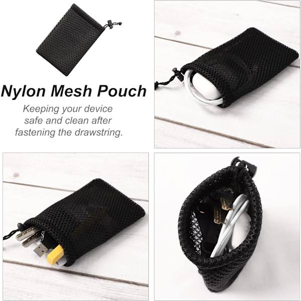 sourcing map Nylon Mesh -vetoketjullinen pussi, 5 x 3,5 tuuman pieni säilytyspussi narupussit