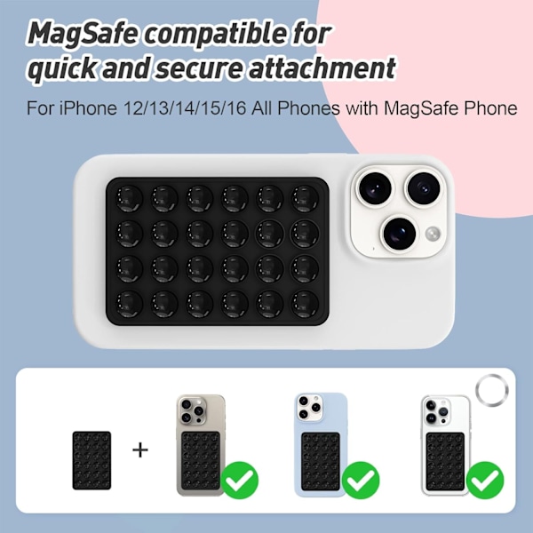 Magnetisk sugpropp telefonhållare för MagSafe-skal, silikon sticky phone grip för iPhone_xx black