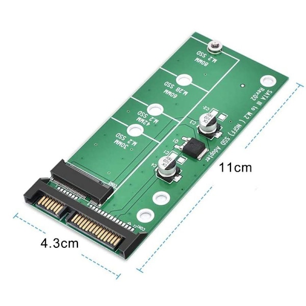 M.2 SATA-adapter 22-pin (7 + 15) SATA III NGFF M.2 SATA-basert nøkkel B/ B + M for SSD