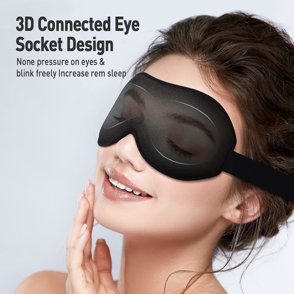 100 % silke blackout øyemaske øyedeksel, sovemaske for kvinner og menn, 3d øye sovemaske for sidesover, sove med justerbart bånd