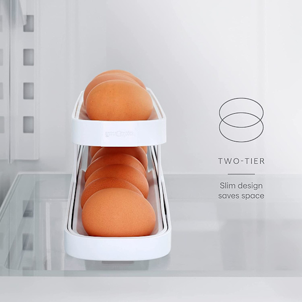 Eggeholder for kjøleskap, automatisk rullende oppbevaringsbeholder for egg