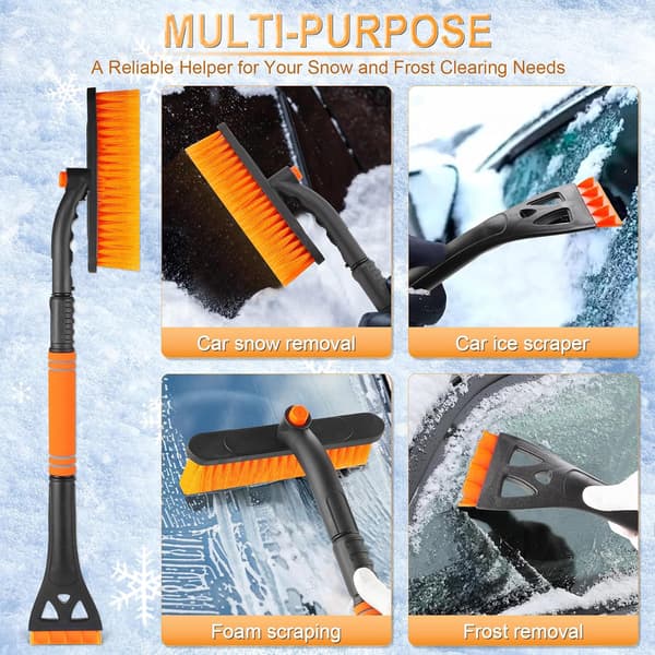 Extendable Ice Scraper & Snow Brush 80 cm – 360° Rotating Snow Remover for Car, SUV & Pickup