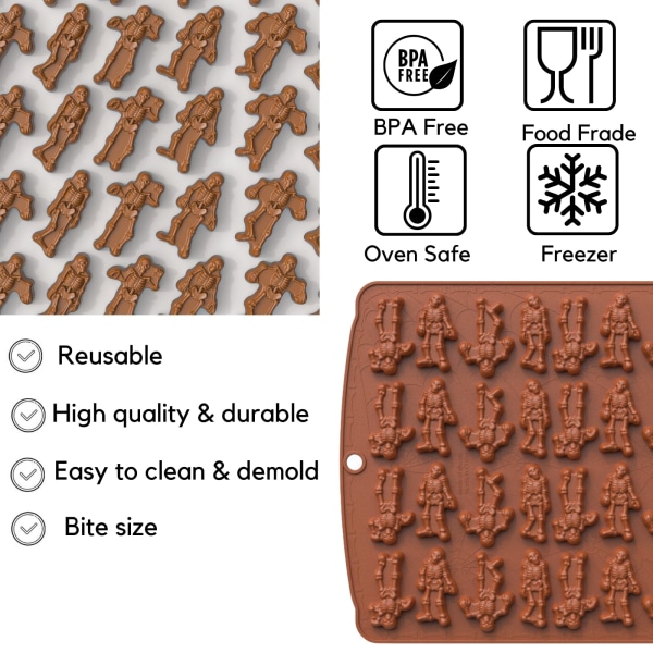 Halloween-silikonimuotti, 1 pakkaus, 32 onteloa, Halloween-suklaamuotti