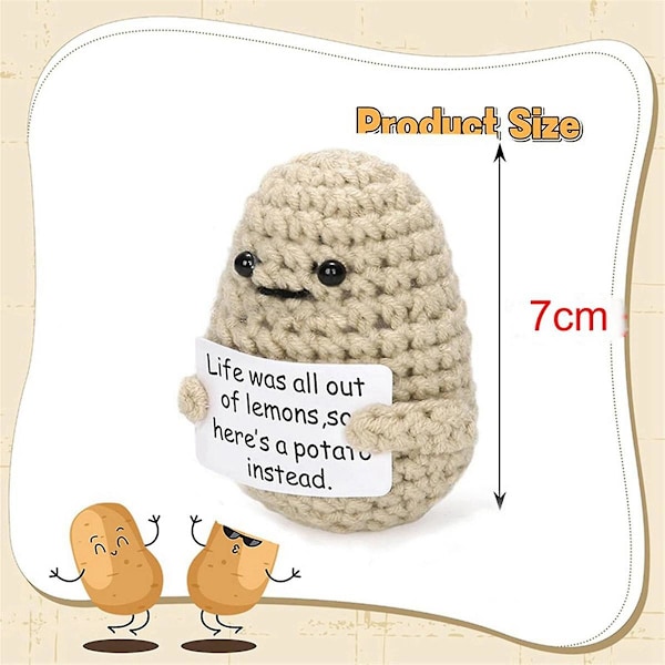 Mini Positiv Potatis, Söt Ull Rolig Stickad Positiv Potatis, Positiva Gåvor Rolig Gåva Positiv Potatis A