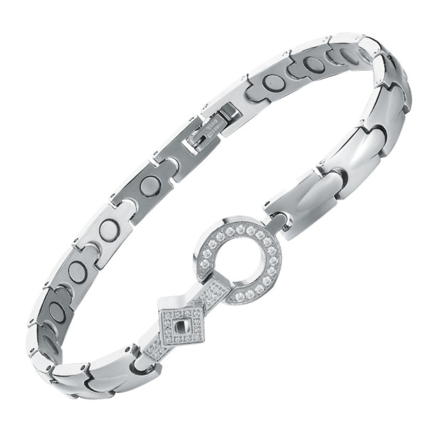 Elegant titan stål armbånd med magneter (sølv)