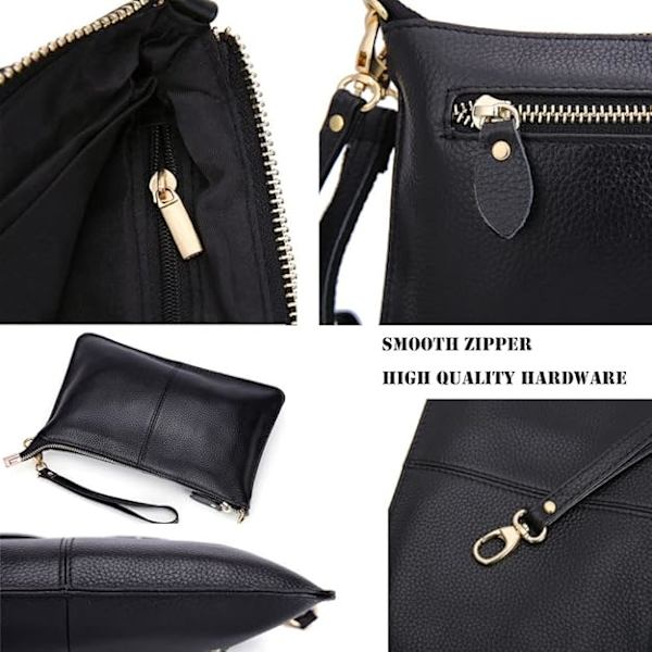 Äkta läder dam liten crossbody väska enkel plånbok och handväska axelväska