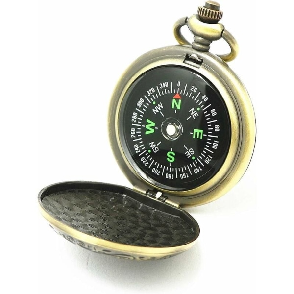 Messing-lommekompass, lommekompass, antikt kompass, kobberkompass for reise, fotturer, utforskning, camping, turgåing, klatring, sykling