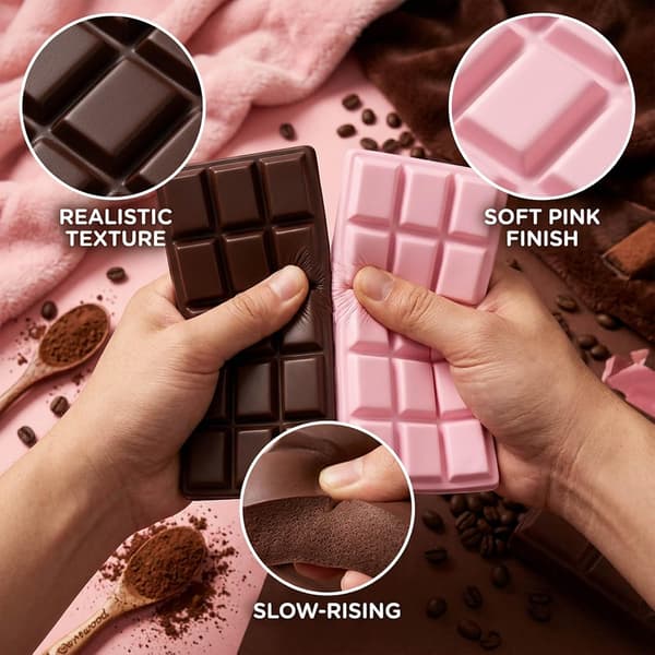2 stk. sjokolade-squishy, sjokoladeplate skrivebordstilbehør (16*7 cm) (brun, rosa)