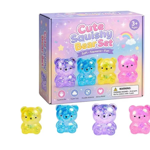 Blæksprutte Klemme Stressaflastende Legetøj Gaveæske med Ispind Fidget Cute Squeeze Set E