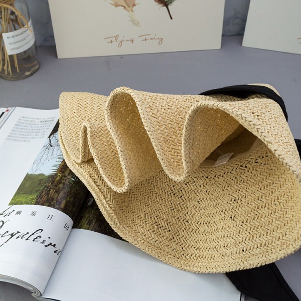 Sommer foldbar strandhatt damer solhatt med bred brem